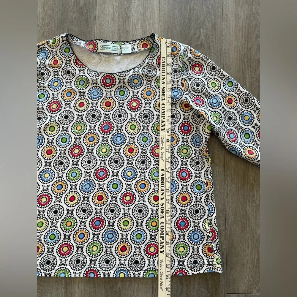 Shenanigan’s Colorful Geometric Design Cotton Blend 3/4 Sleeve Blouse Women’s XL - Picture 7 of 10